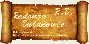 Radonja Dulanović vizit kartica